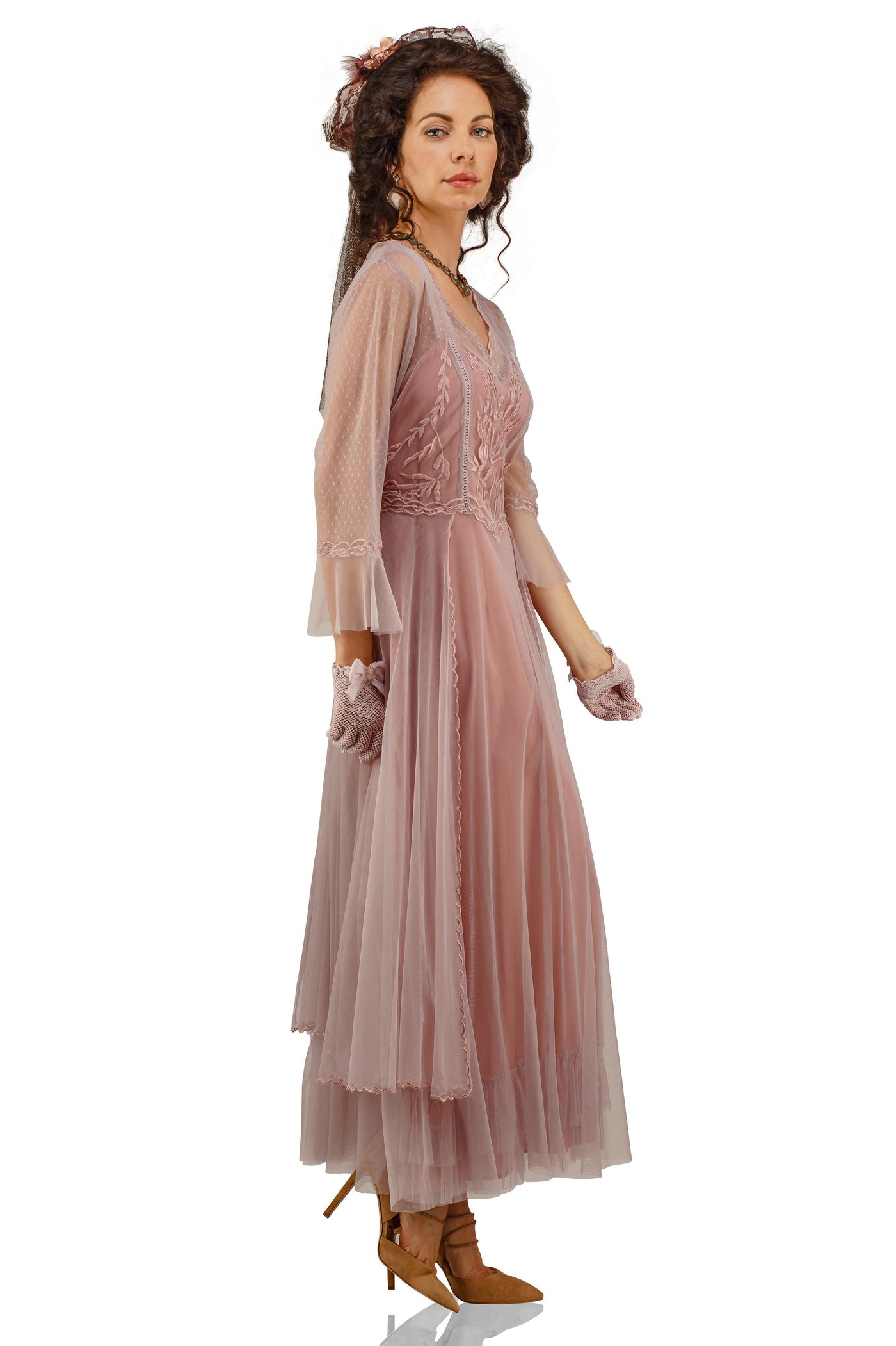 Vivian Vintage Style Wedding Gown in Mauve by Nataya