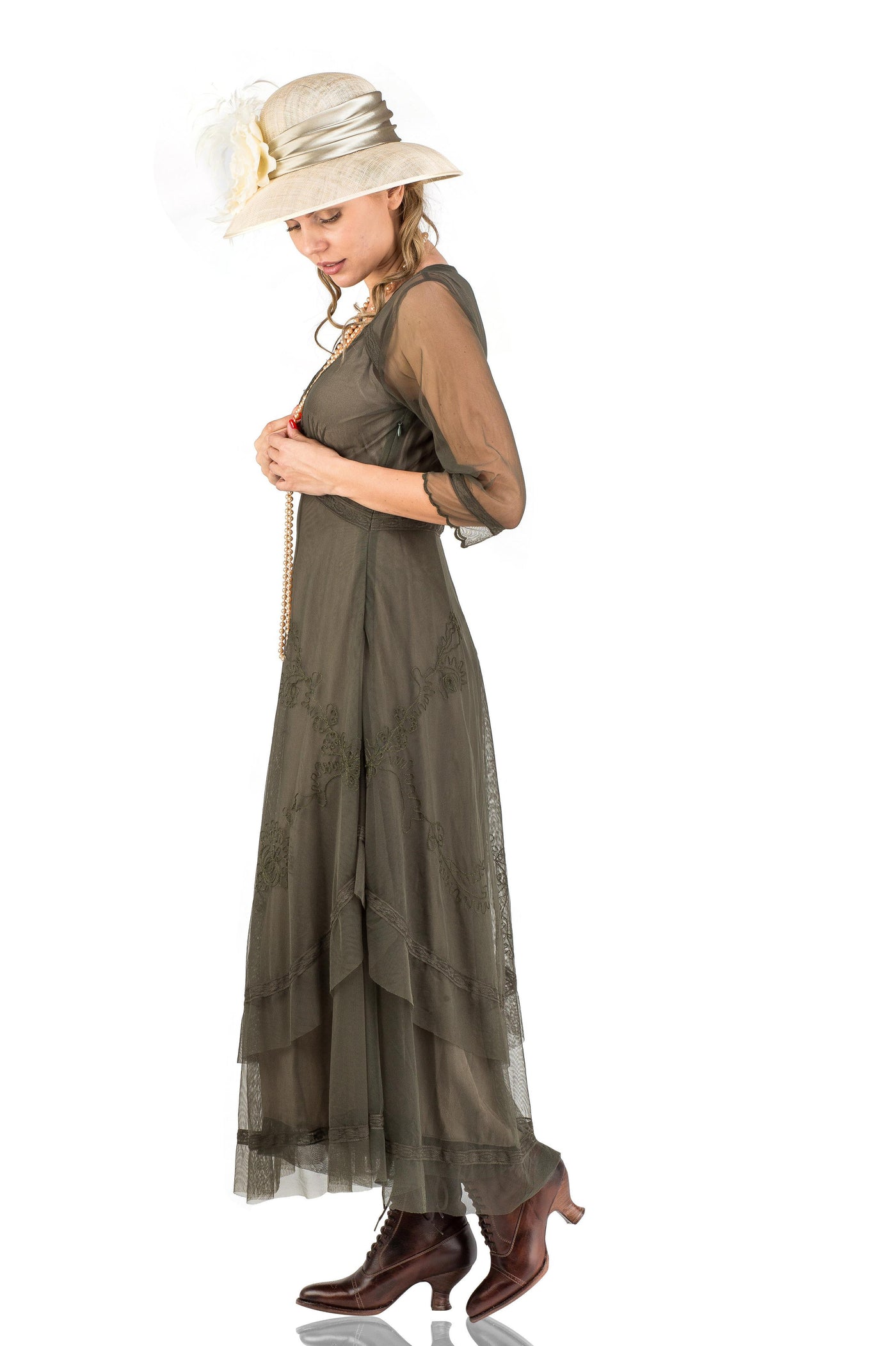 Victorian Dress in Olive