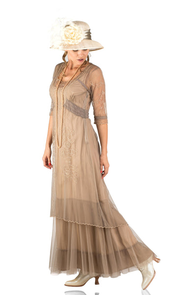 Victoria Vintage Style Party Gown in Sand by Nataya