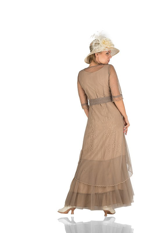 Victoria Vintage Style Party Gown in Sand by Nataya