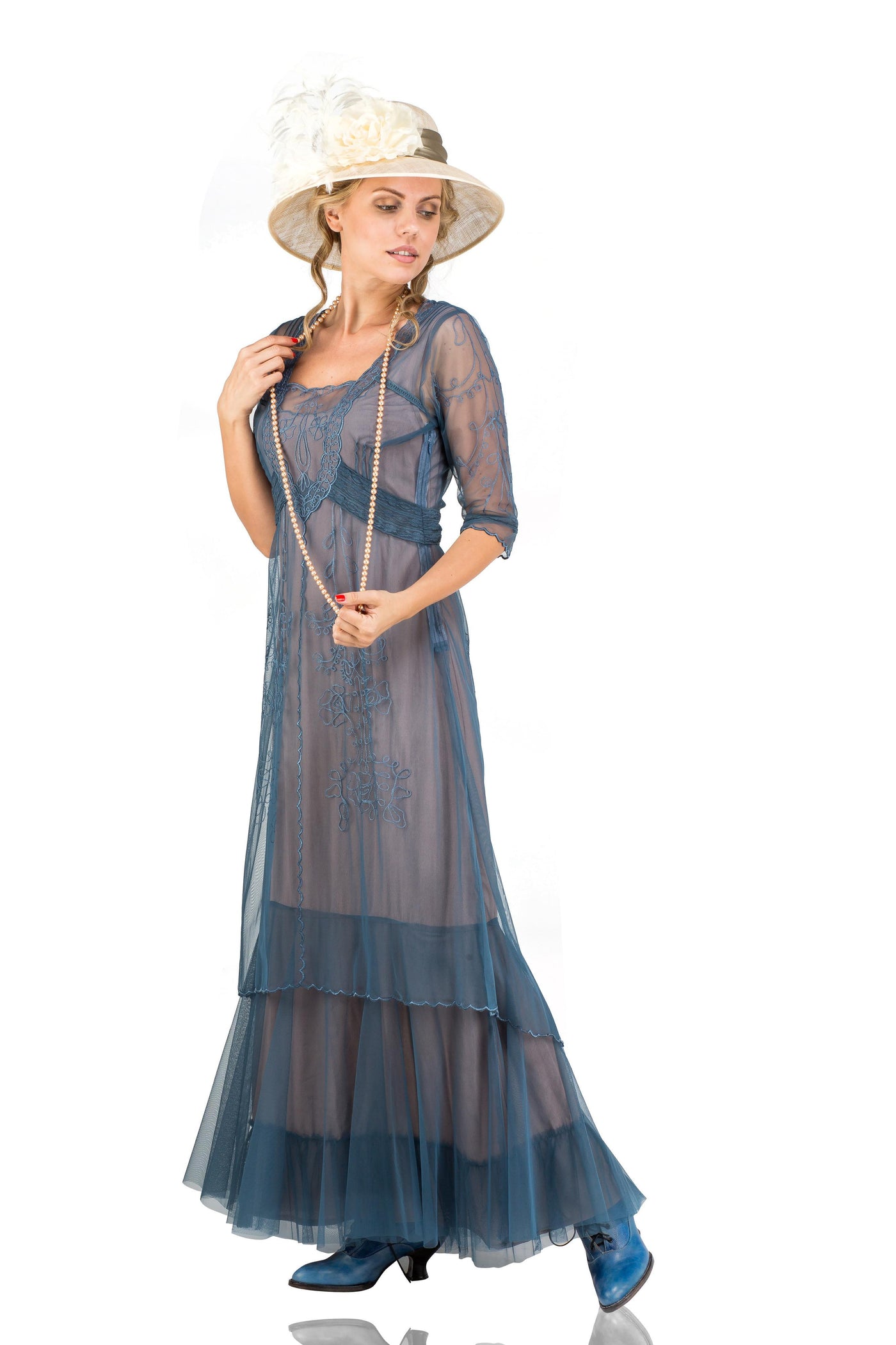 Victoria Vintage Style Party Gown in Azure by Nataya