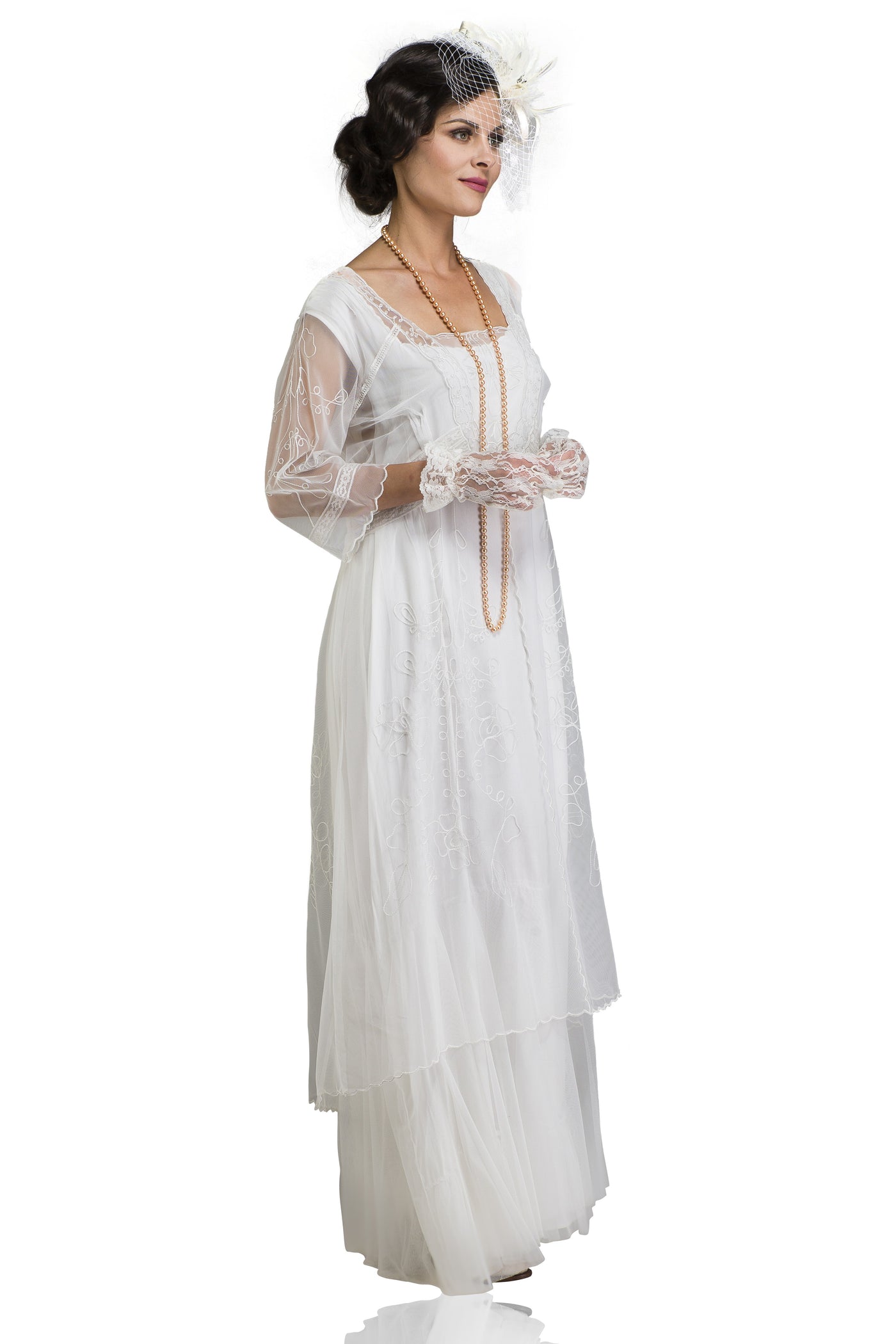 Victoria CL-201 Vintage Style Party Gown in Ivory by Nataya
