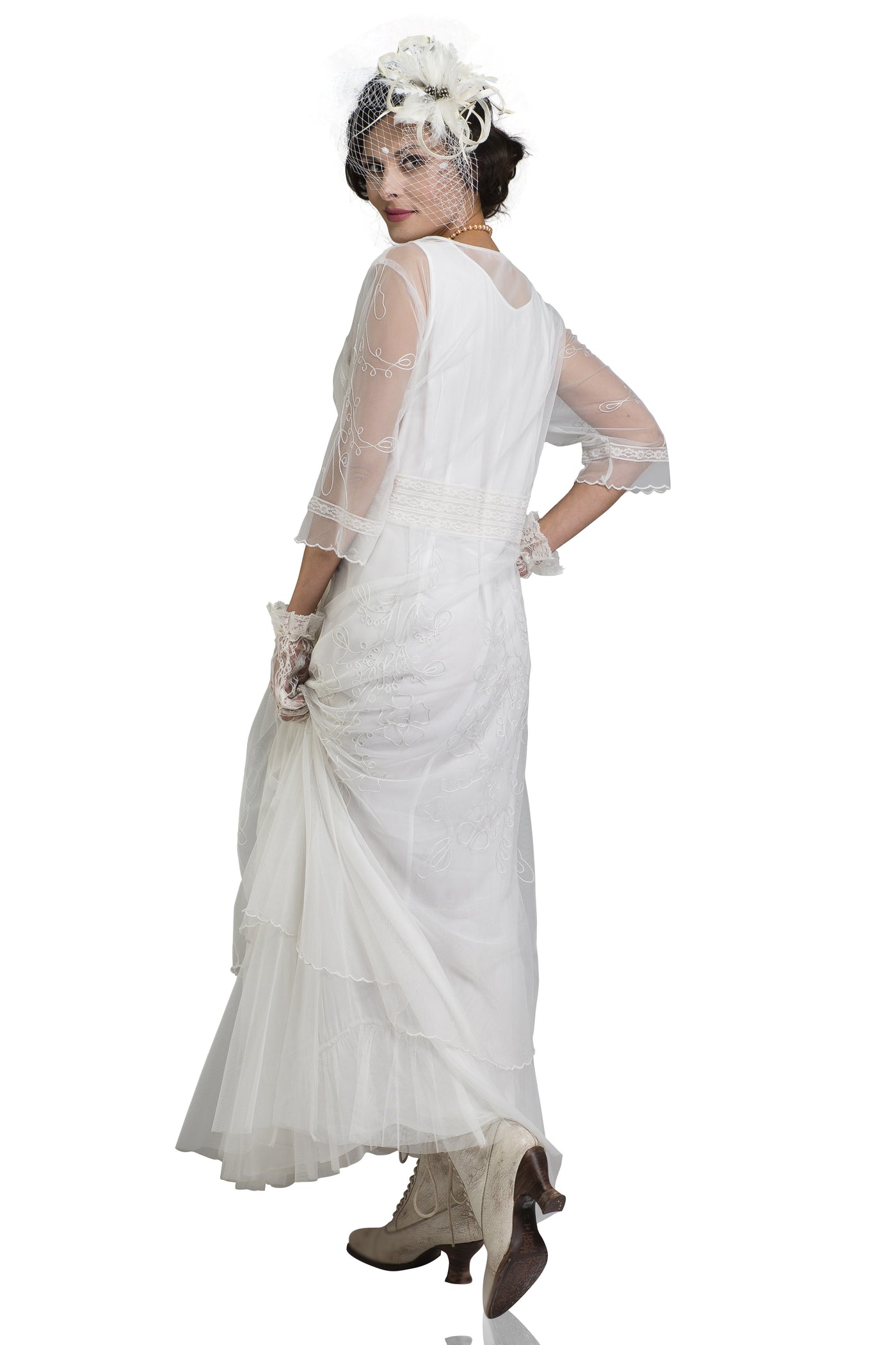 Victoria CL-201 Vintage Style Party Gown in Ivory by Nataya