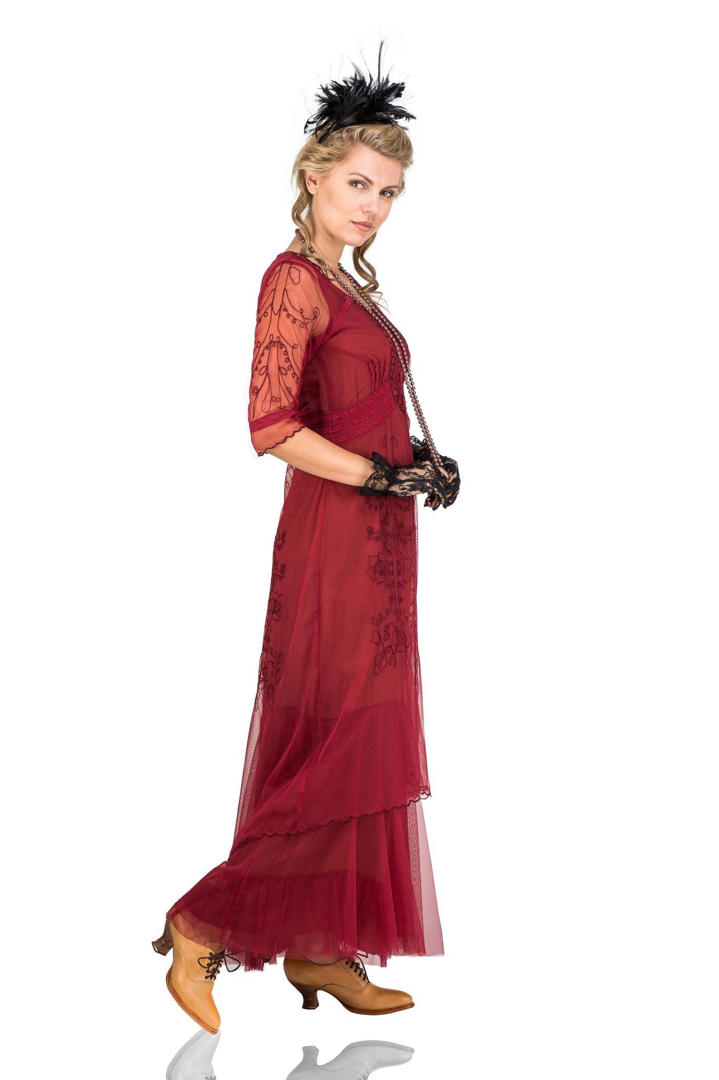 Victoria CL-201 Vintage Style Party Gown in Berry by Nataya