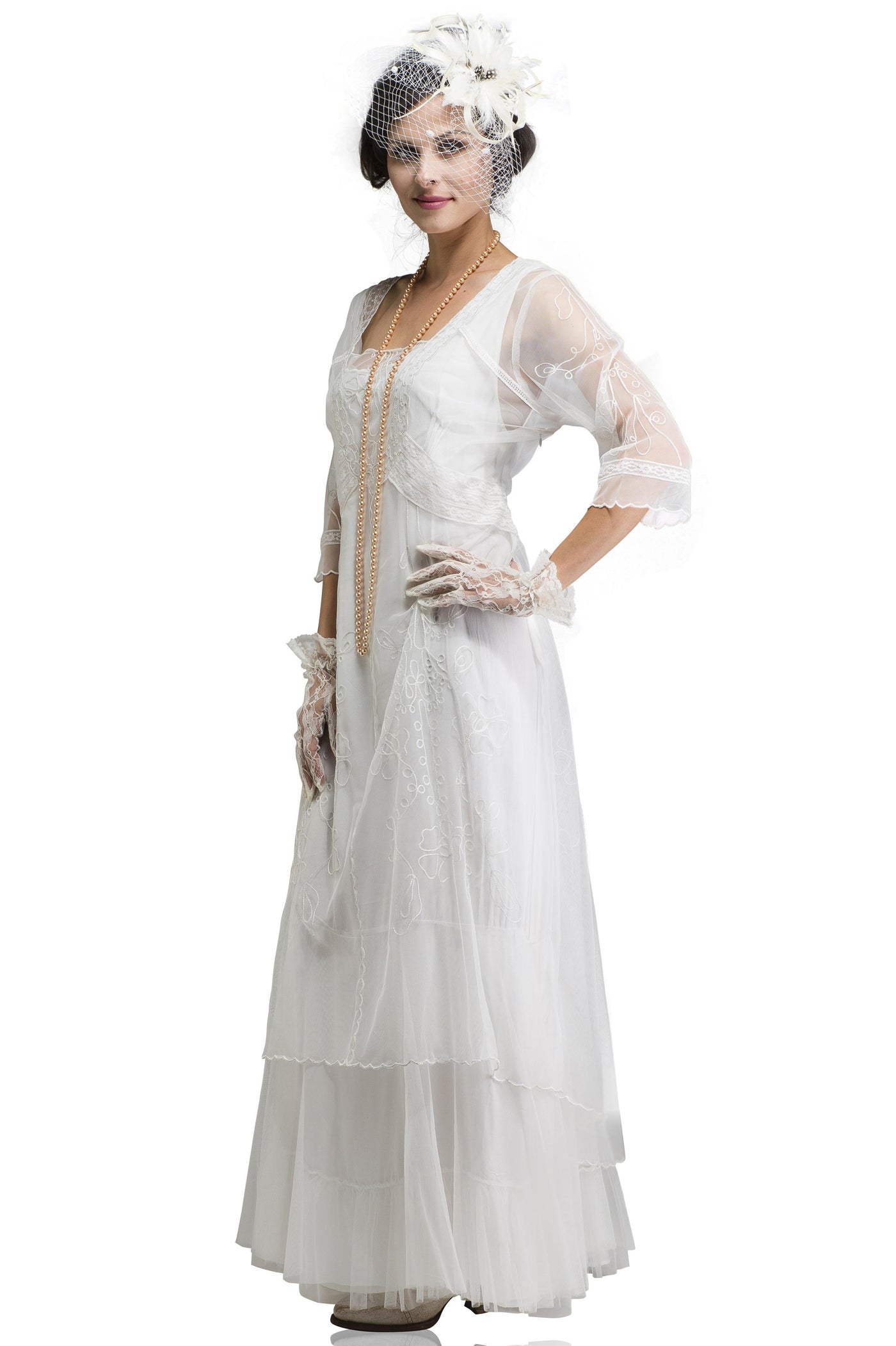 Victoria CL-201 Vintage Style Party Gown in Ivory by Nataya – WardrobeShop
