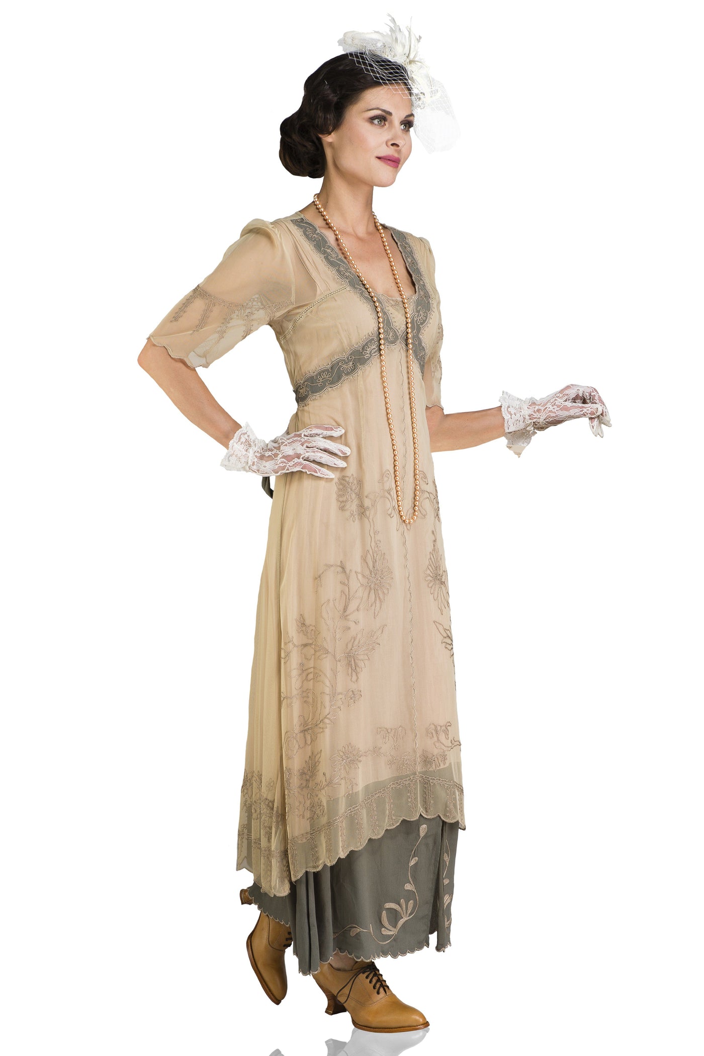 Victorian Dress in Sage