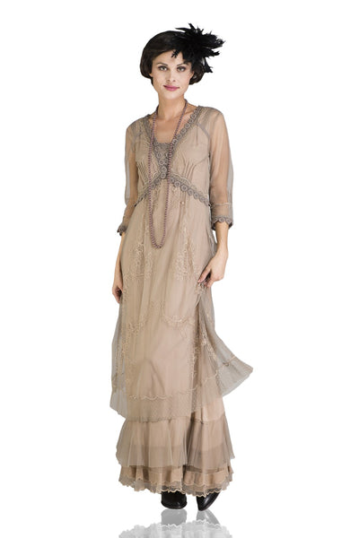 Audrey CL-407 Vintage Style Party Gown in Sand by Nataya