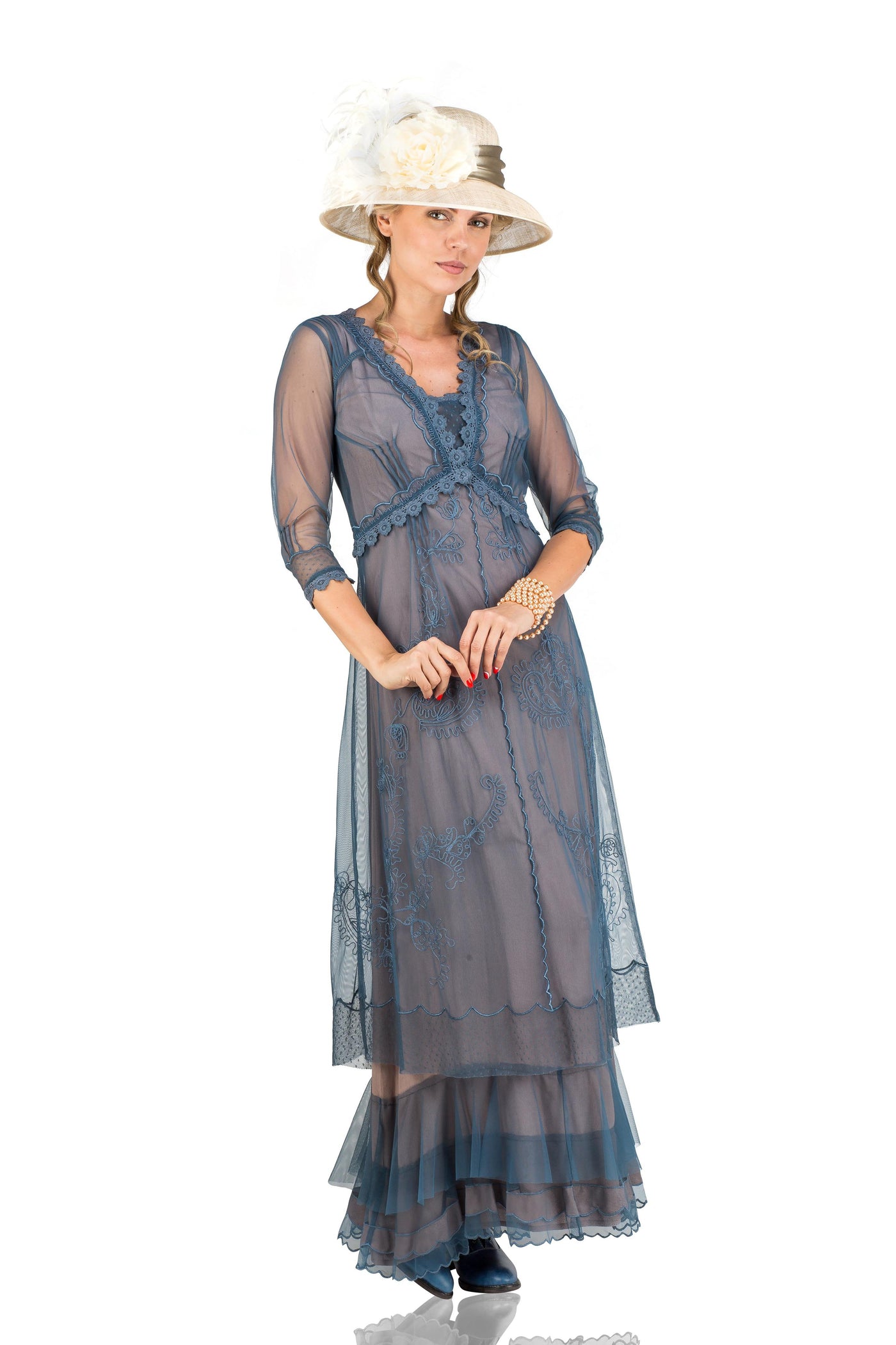 Audrey CL-407 Vintage Style Party Gown in Azure by Nataya