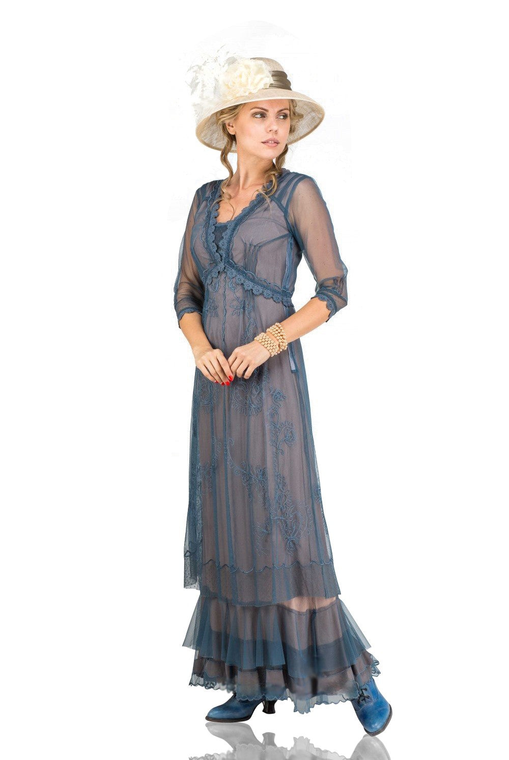 Audrey CL-407 Vintage Style Party Gown in Azure by Nataya
