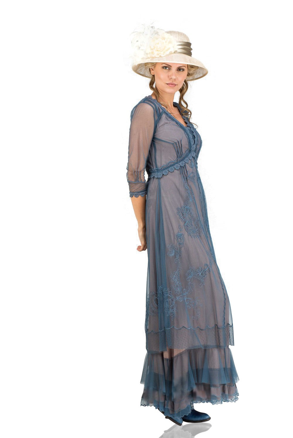 Audrey CL-407 Vintage Style Party Gown in Azure by Nataya S / Blue Audrey CL-407 Vintage Style Party Gown in Azure by Nataya S / Blue
