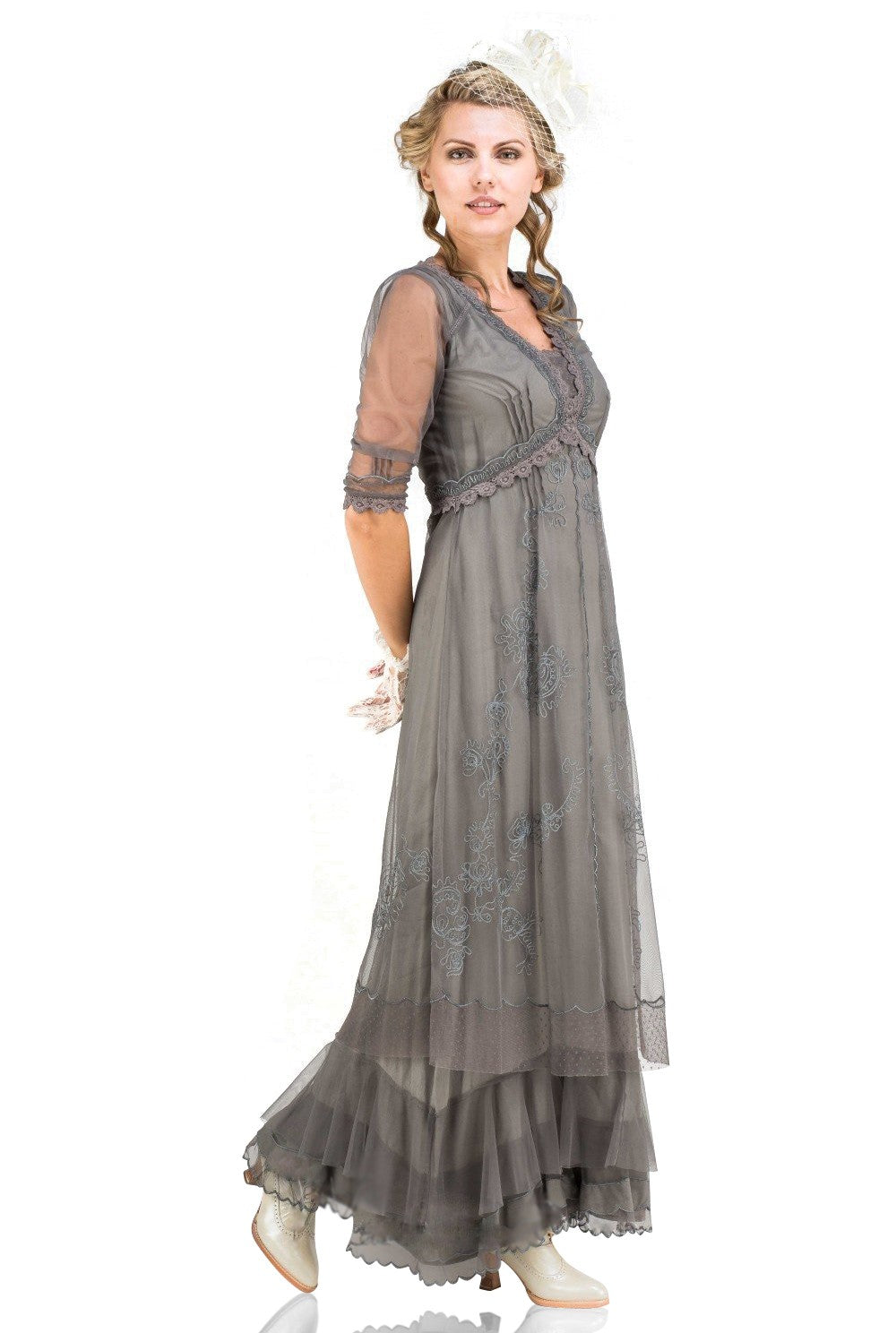 Audrey CL-407 Vintage Style Party Gown in Smoke by Nataya