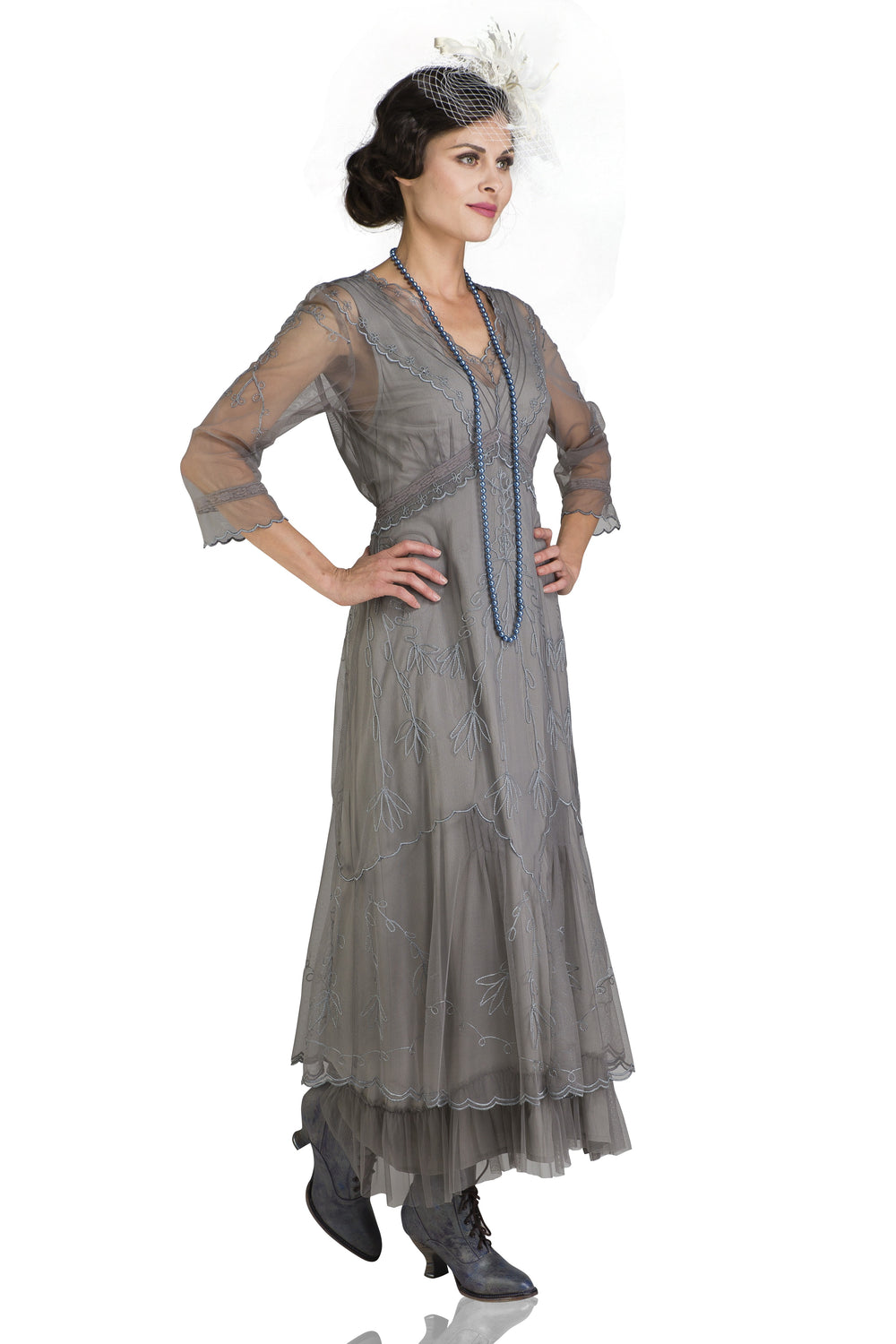 1920s grey dress RARE 1920s Gray Beaded Flapper Dress, sz. S main image 0
