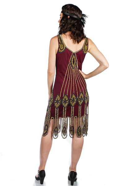 Art Deco Flapper Dress in Plum