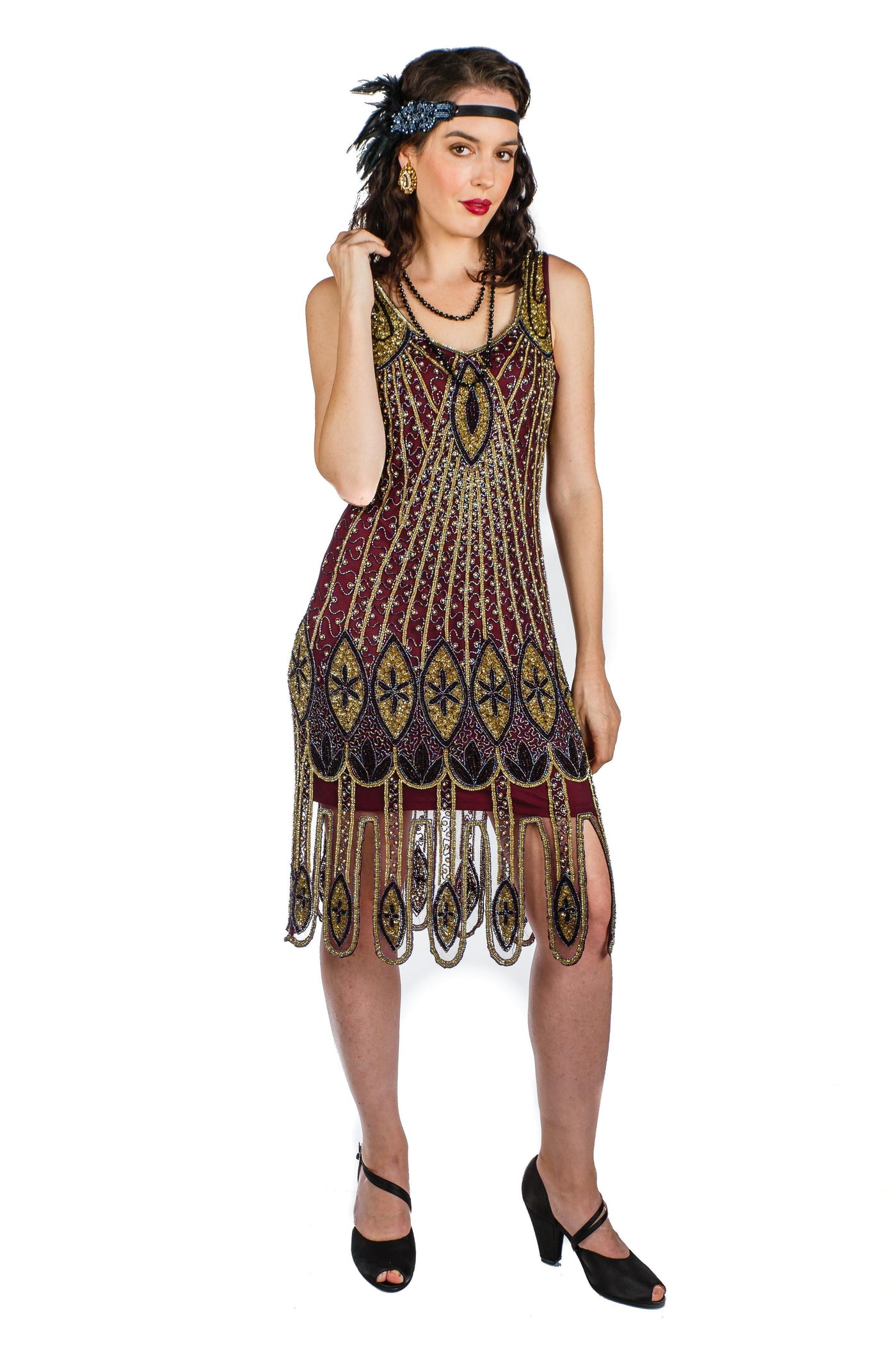 Art Deco Flapper Dress in Plum