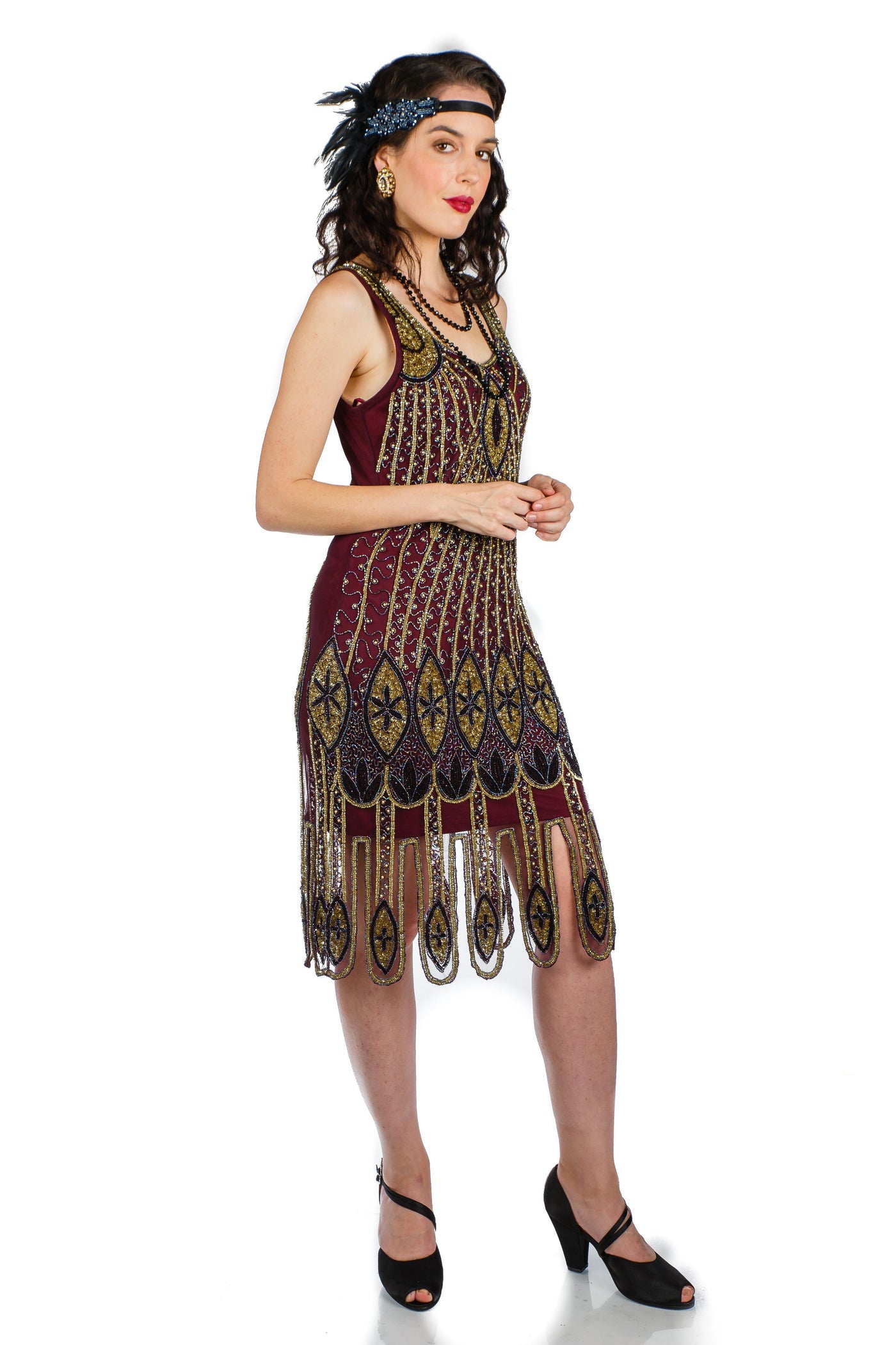 Art Deco Flapper Dress in Plum