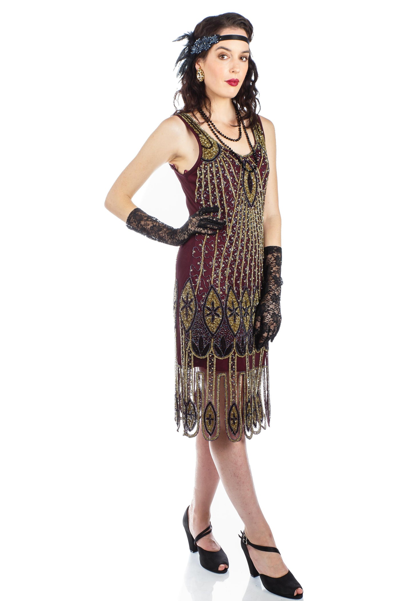 Art Deco Flapper Dress in Plum