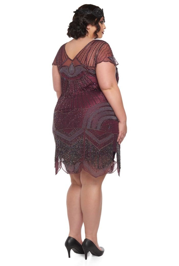 1920s Cocktail Party Dress in Purple Plum – WardrobeShop S / Darkred