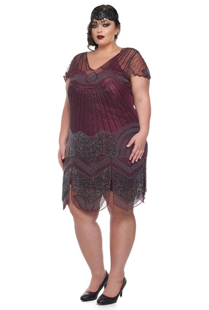 1920s Cocktail Party Dress in Purple Plum WardrobeShop S / Darkred 1920s Cocktail Party Dress in Purple Plum WardrobeShop S / Darkred