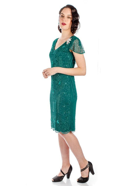 1920 Style Beaded Dress in Teal