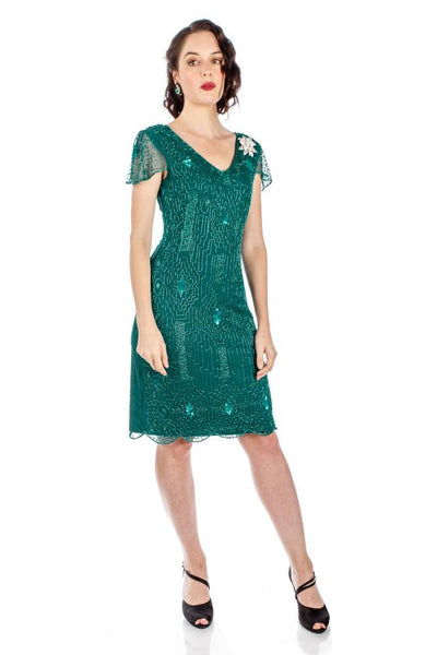 1920 Style Beaded Dress in Teal