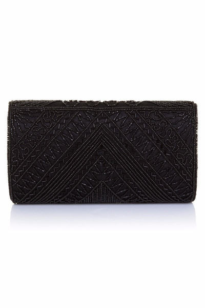 Beatrice Hand Embellished Clutch Bag in Black