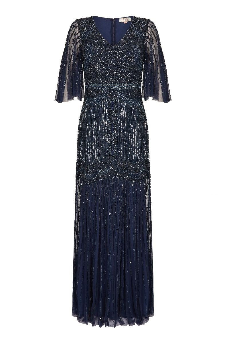 Bettina 1920s Maxi Dress in Navy