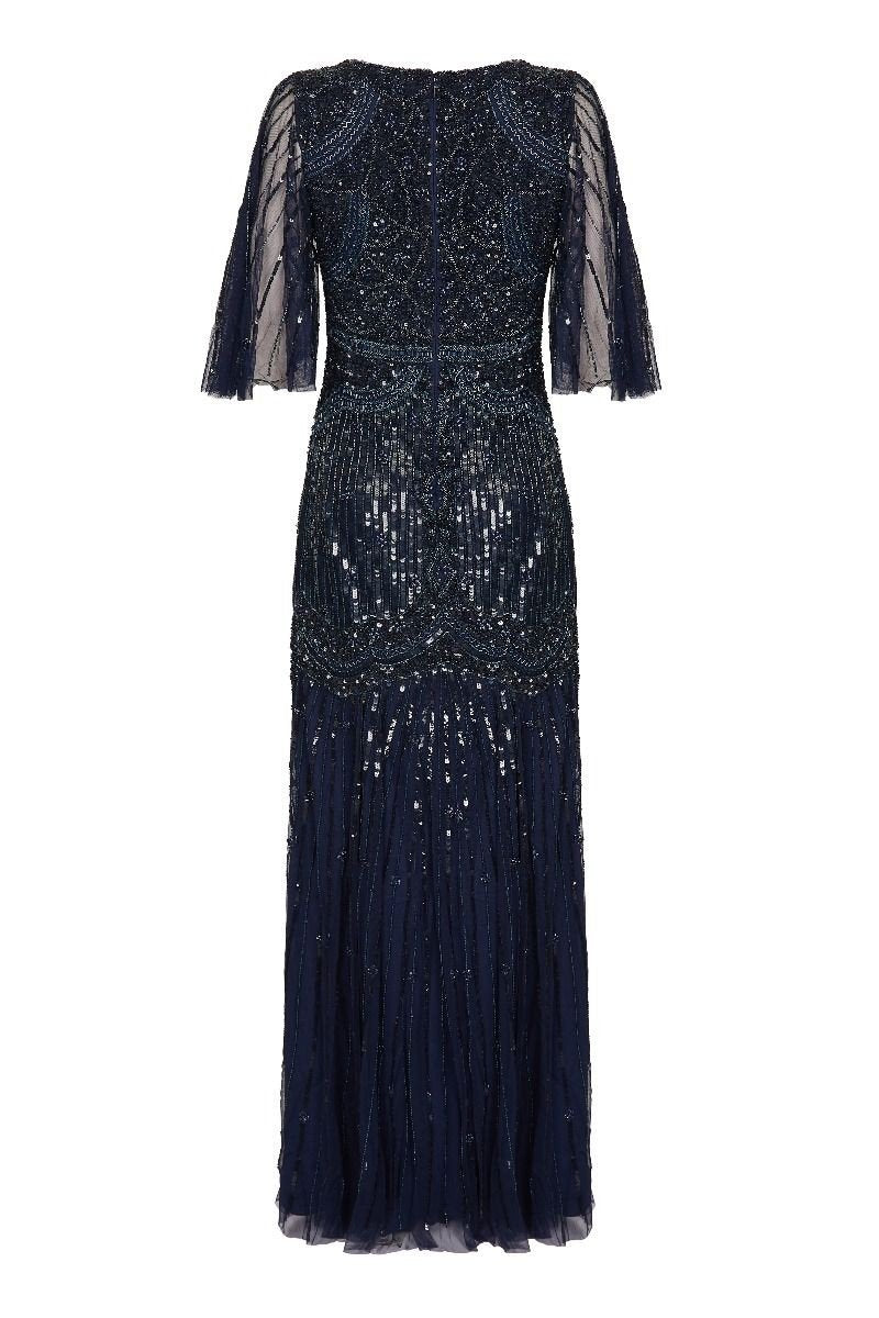 Bettina 1920s Maxi Dress in Navy