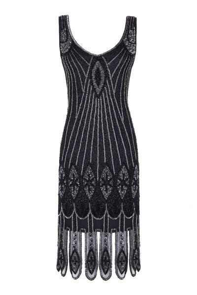 Art Deco Flapper Dress in Black Silver