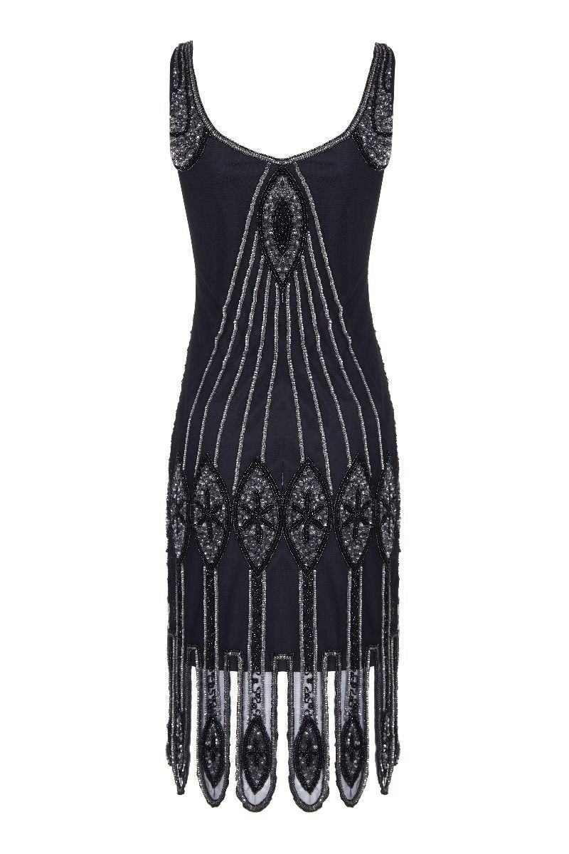 Art Deco Flapper Dress in Black Silver