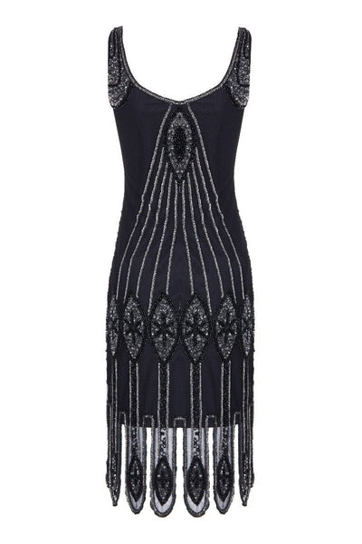 Art Deco Flapper Dress in Black Silver