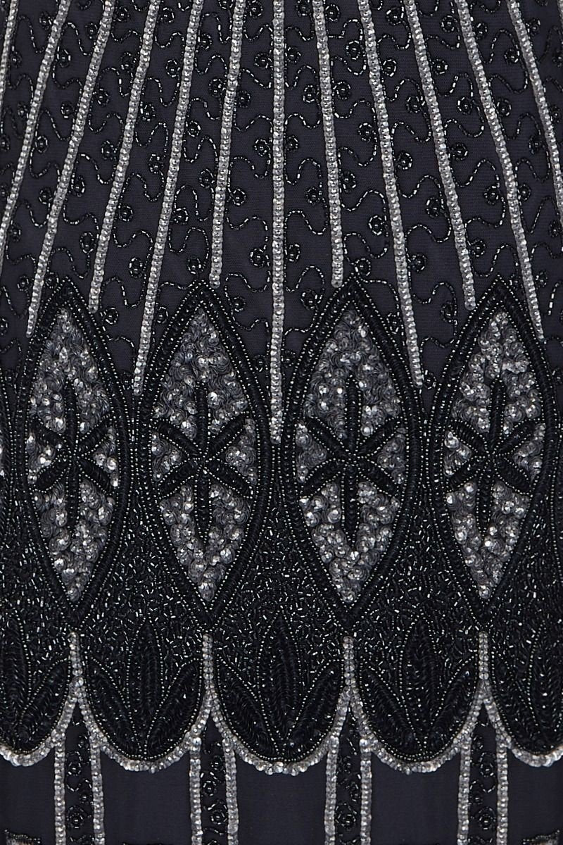 Art Deco Flapper Dress in Black Silver