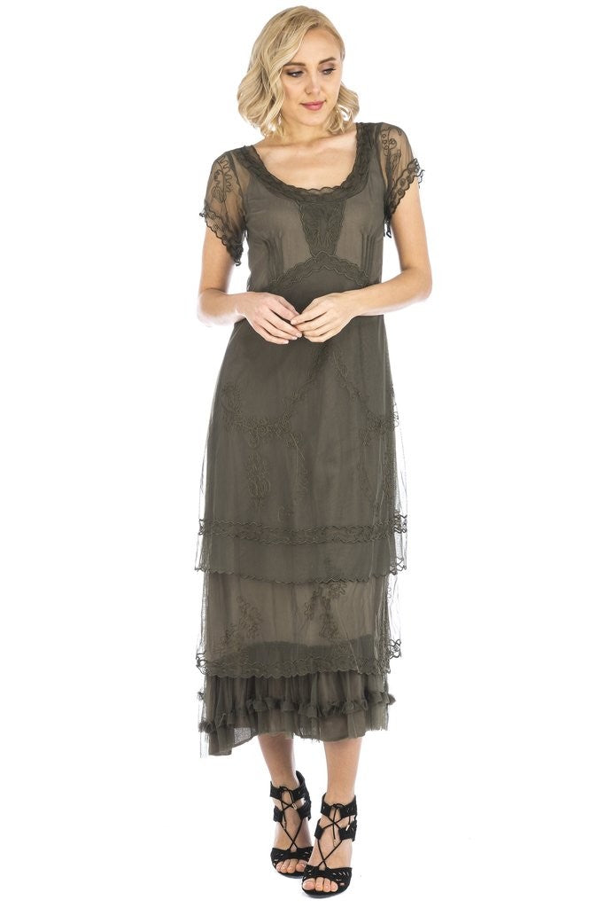 Arrianna Vintage Style Party Dress CL-169 in Olive by Nataya