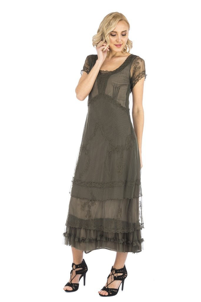 Arrianna CL-169 Vintage Style Party Dress in Olive by Nataya