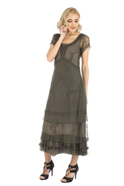 Arrianna CL-169 Vintage Style Party Dress in Olive by Nataya