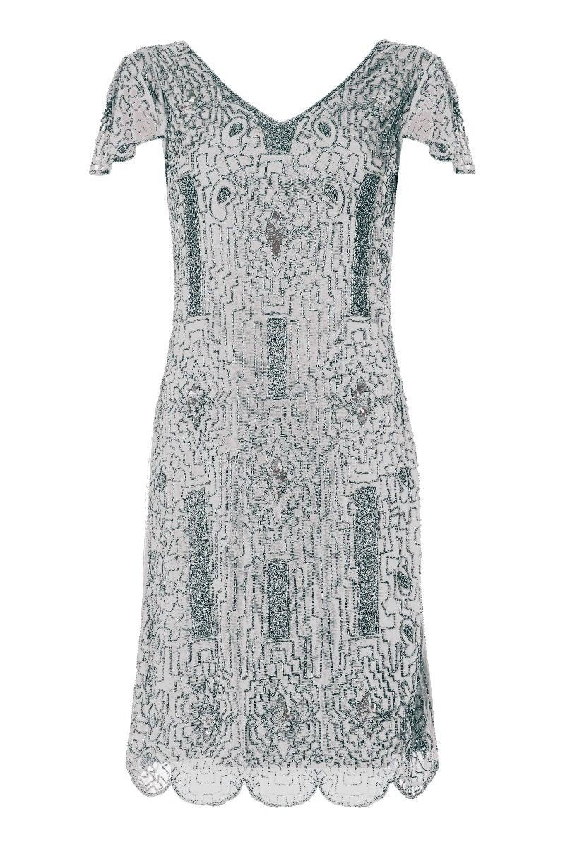 1920 Style Beaded Dress in Silver