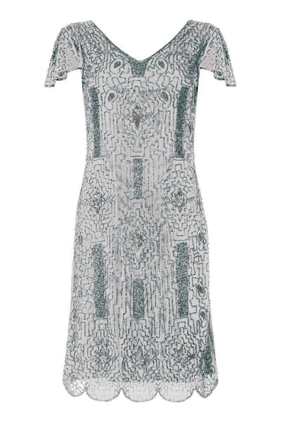 1920 Style Beaded Dress in Silver