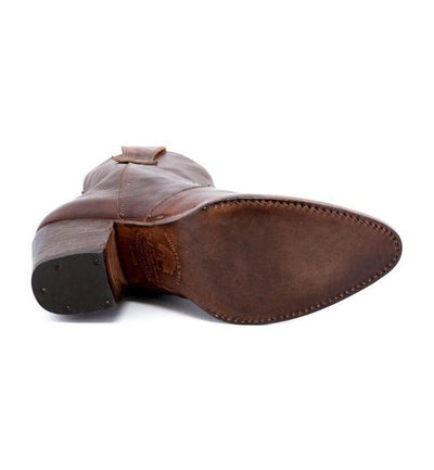 Baila Leather Ankle Cowgirl Boots in Teak Rustic