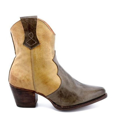 Baila Leather Ankle Cowgirl Boots in Cashew Rustic