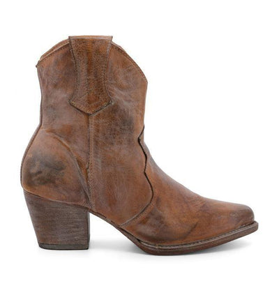 Baila Leather Ankle Cowgirl Boots in Rustic