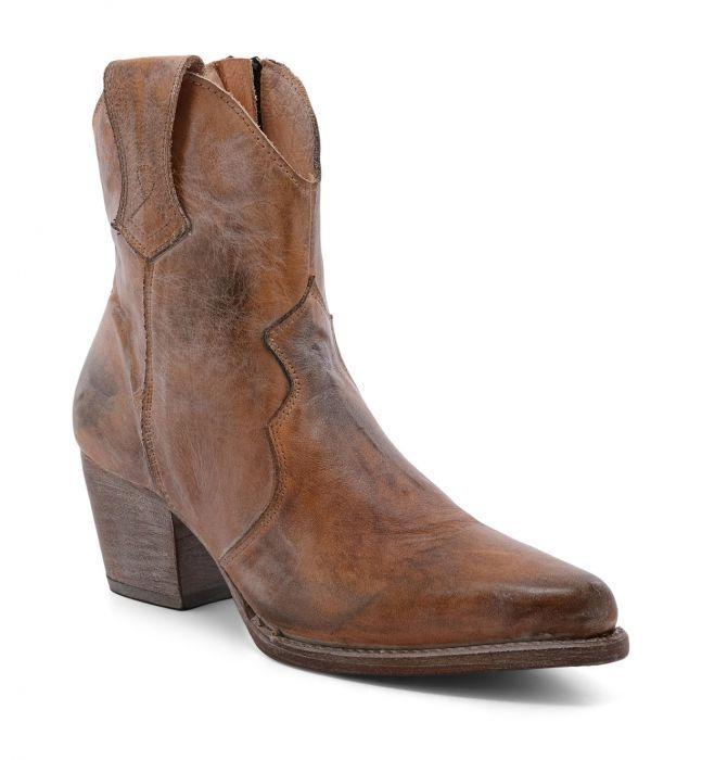 Baila Leather Ankle Cowgirl Boots in Rustic