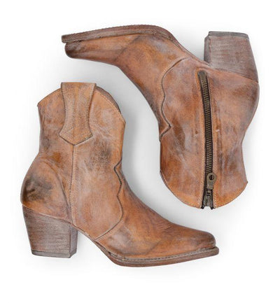 Baila Leather Ankle Cowgirl Boots in Rustic