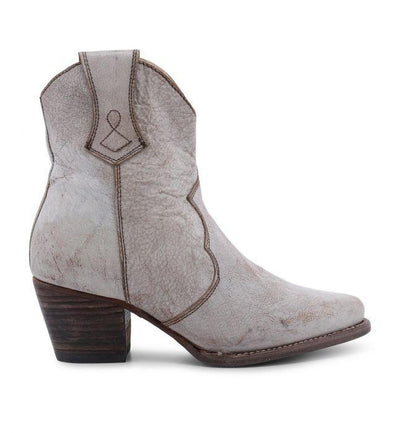 Baila Leather Ankle Cowgirl Boots in White