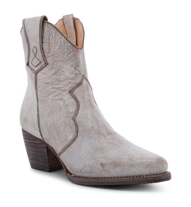 Baila Leather Ankle Cowgirl Boots in White by Oak Tree Farms – WardrobeShop