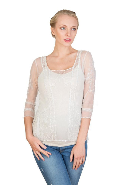 Vintage Inspired Art Nouveau Top in Ivory by Nataya