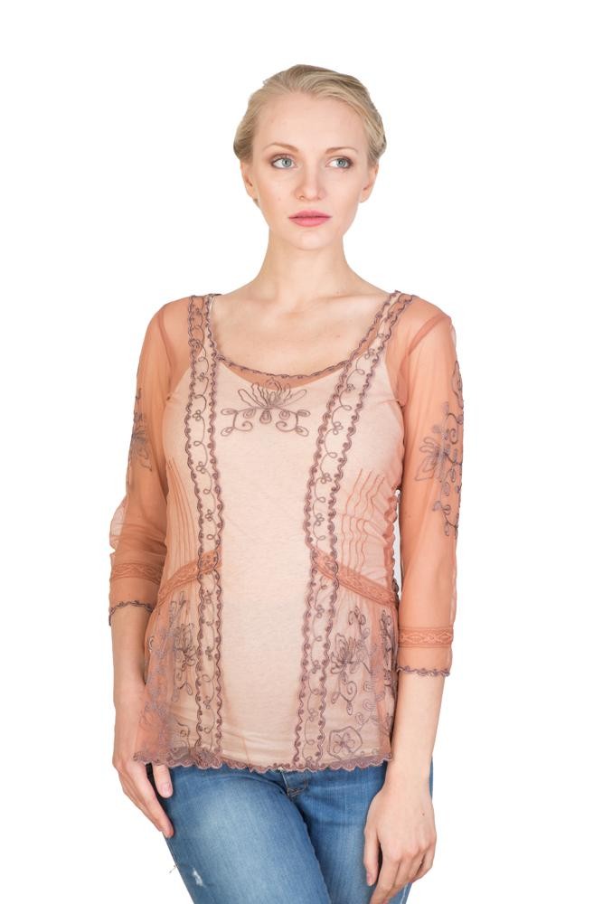 Vintage Inspired Art Nouveau Top in Rose/Silver by Nataya