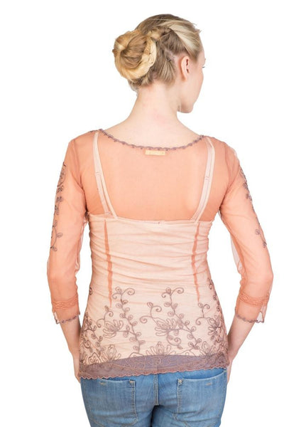 Vintage Inspired Art Nouveau Top in Rose/Silver by Nataya