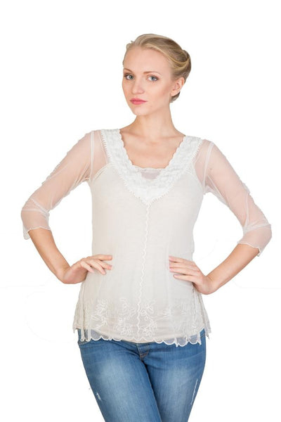 Victorian Vintage Inspired Top in Ivory by Nataya