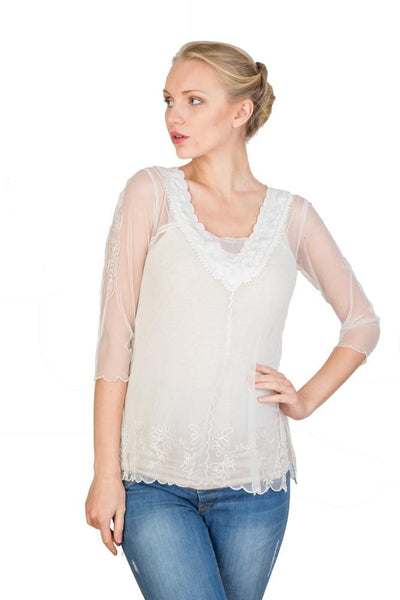 Victorian Vintage Inspired Top in Ivory by Nataya