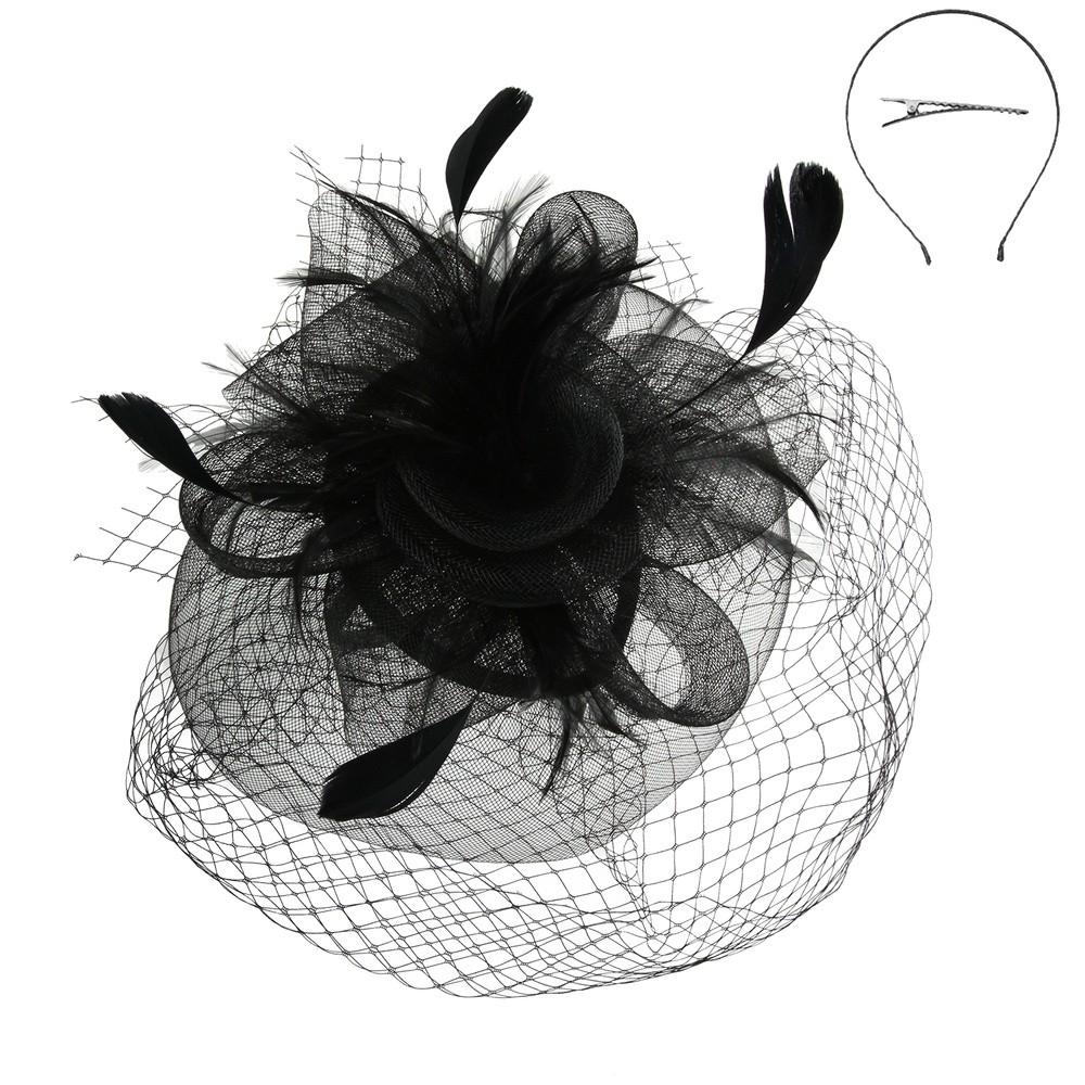 1920s Veil Fascinator in Black