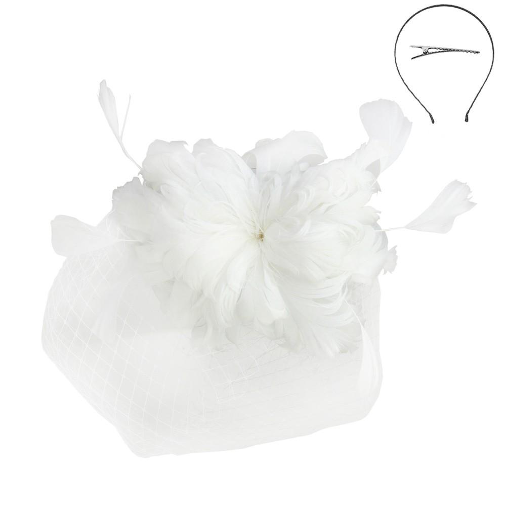 1920s Feather Fascinator in White